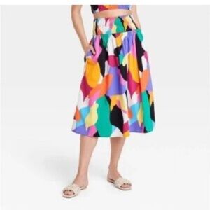 Target Multicolor Abstract Midi Skirt